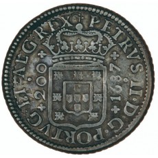Portugal D. Pedro II 1/2 Cruzado 1687